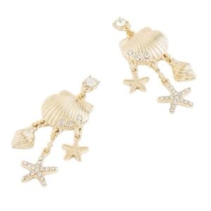 NWT J. Crew Gold Shell and Starfish Earrings